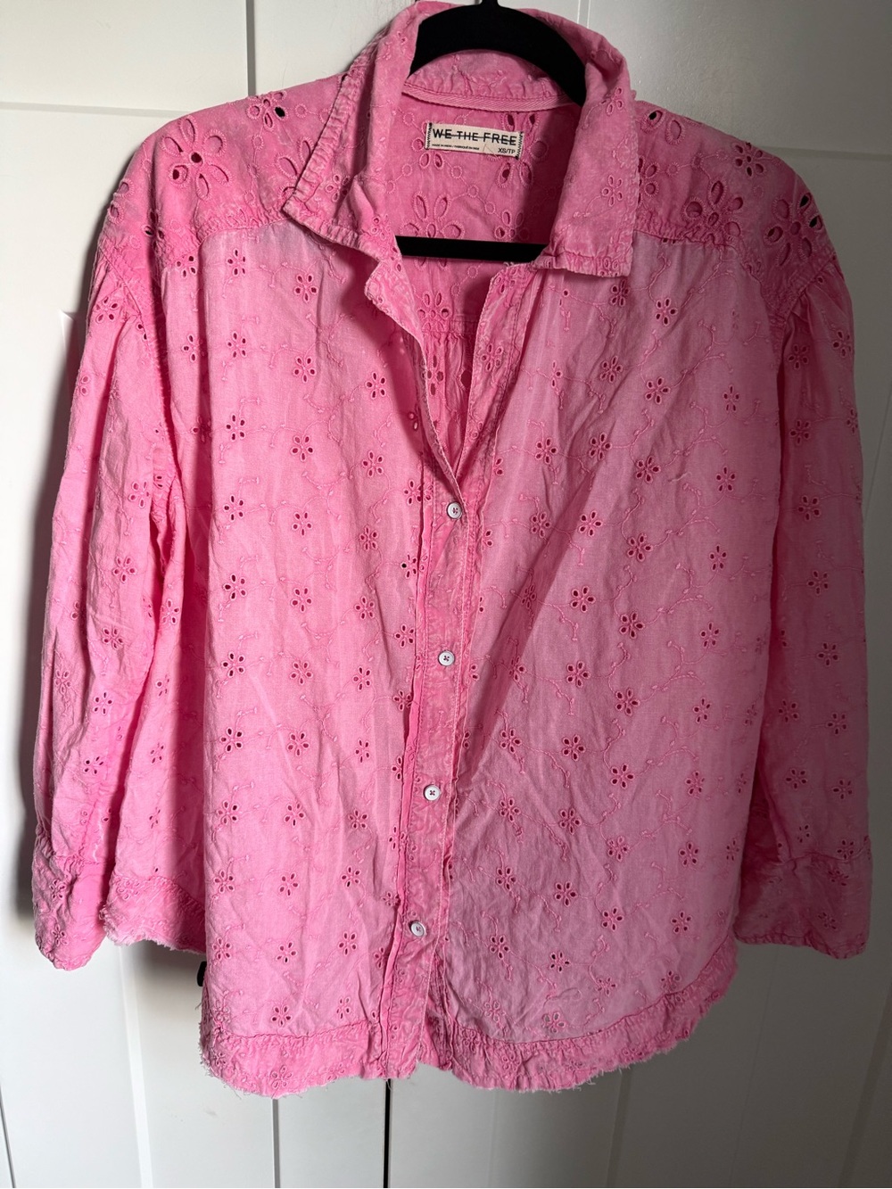 NWOT We The Free Mae Washed Eyelet Shirt by Free People in the shade "pink wash. - Picture 4 of 9